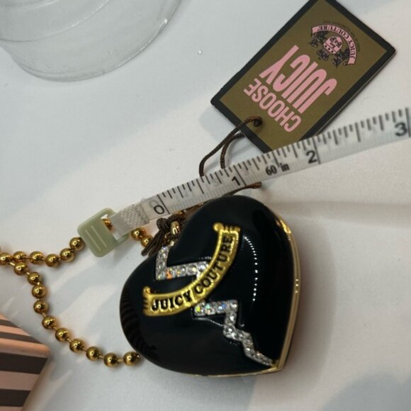 Juicy Couture NEW Vintage Y2K Enamel Heart Crystal Lip Gloss Pendant Necklace L - Picture 10 of 16